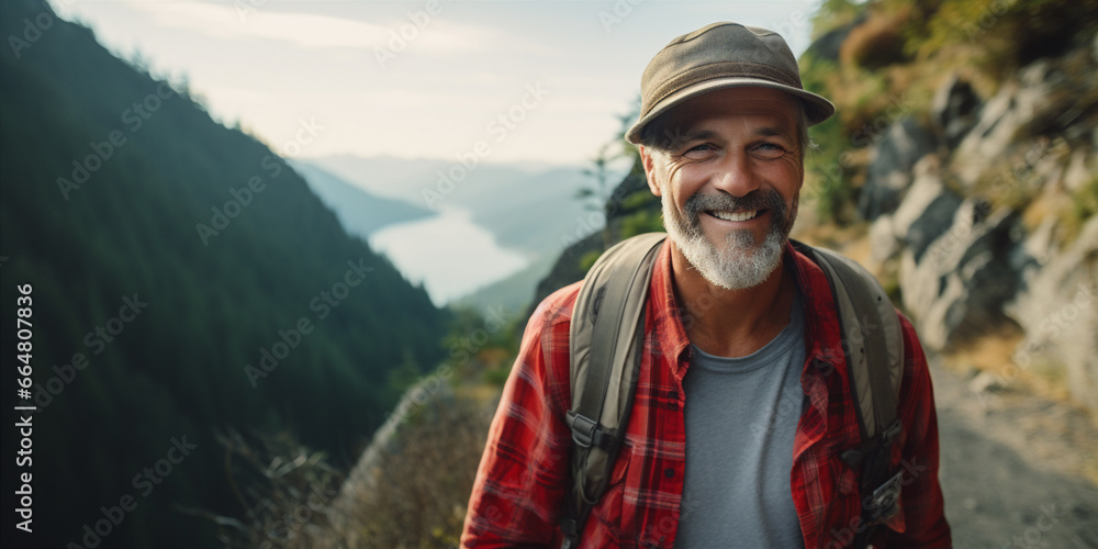 man doing hiking