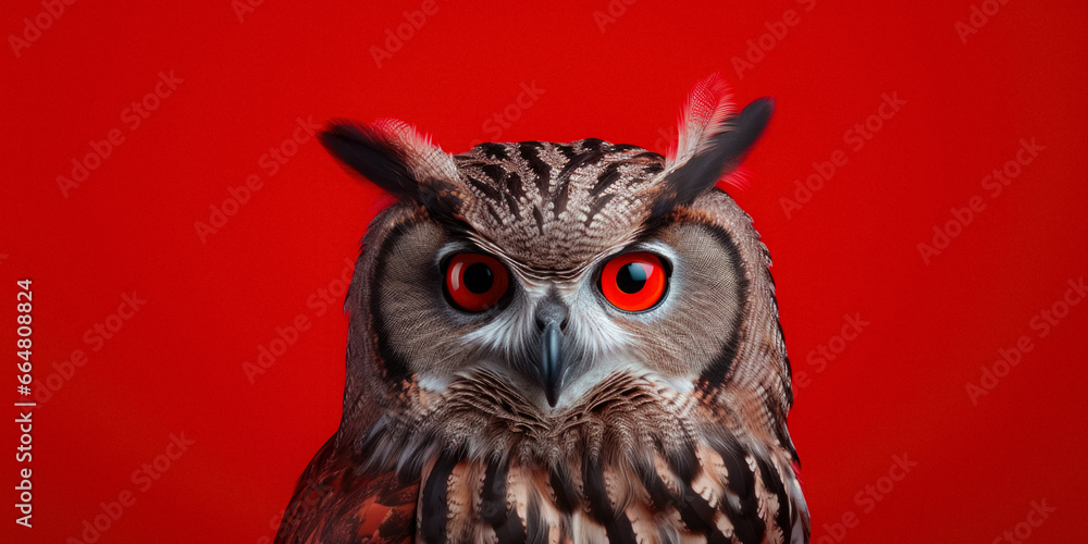 Naklejka premium Photo In The Owl Studio On A Smooth Colored Background Created Using Artificial Intelligence