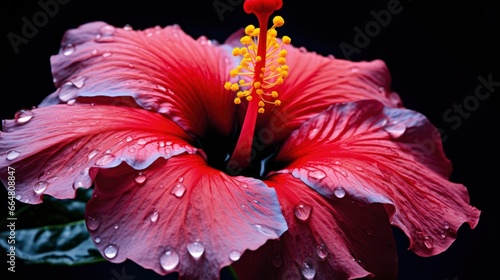 A hibiscus flower with a black background.