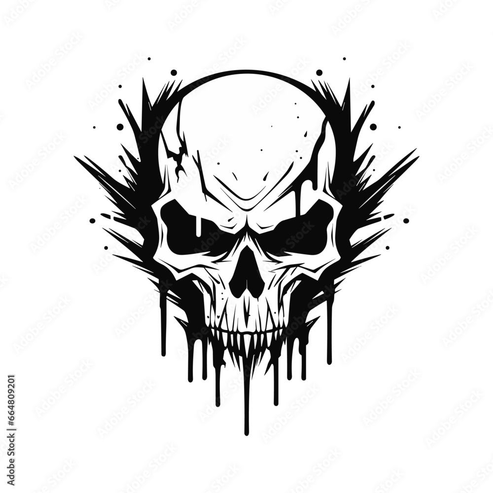 Obraz premium Artistic vector of a skull illustration. Suitable for tattoo, design, and logo.