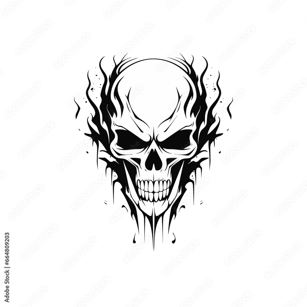 Artistic vector of a skull illustration. Suitable for tattoo, design, and logo. Artistic vector of a skull illustration. Suitable for tattoo, design, and logo.