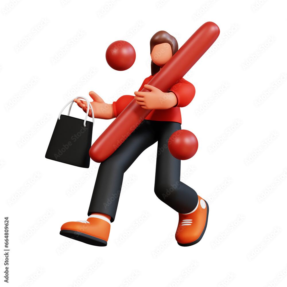 3D Famale Character Illustration Black Friday 3D Famale Character Illustration Black Friday