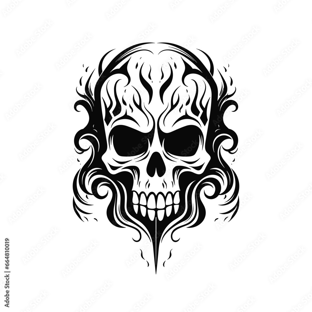 Fototapeta premium Artistic vector of a skull illustration. Suitable for tattoo, design, and logo.