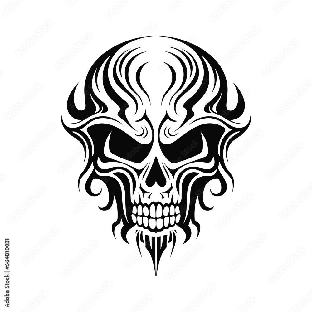 Artistic vector of a skull illustration. Suitable for tattoo, design, and logo.