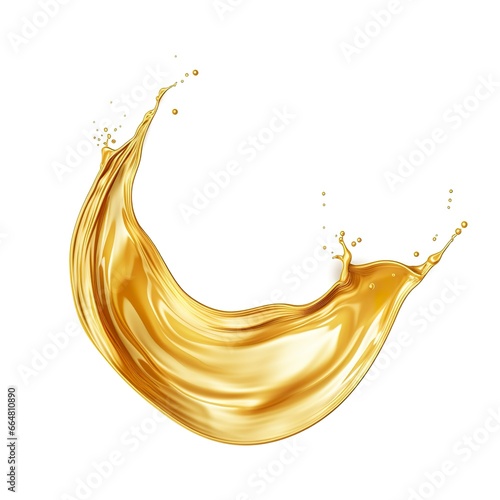 Golden Oil or Cosmetic essence splash isolated on white background, 3d illustration.