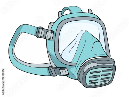 Doodle Resuscitation mask, cartoon sticker, sketch, vector, Illustration, minimalistic