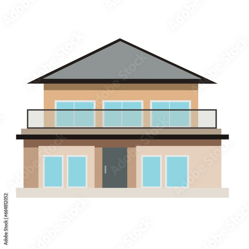 Town house icon vector illustration, residential house or real estate front view