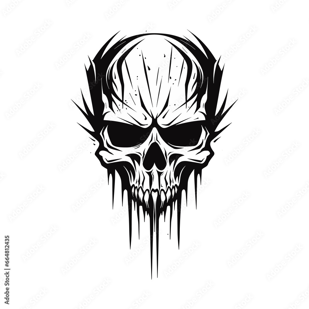 Obraz premium Artistic vector of a skull illustration. Suitable for tattoo, design, and logo.