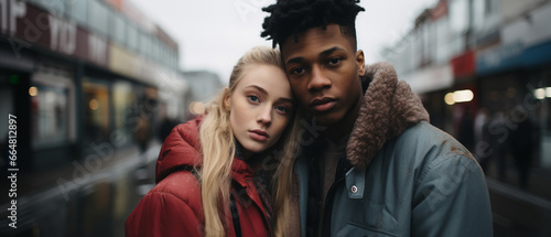 portrait of a interracial couple in the city