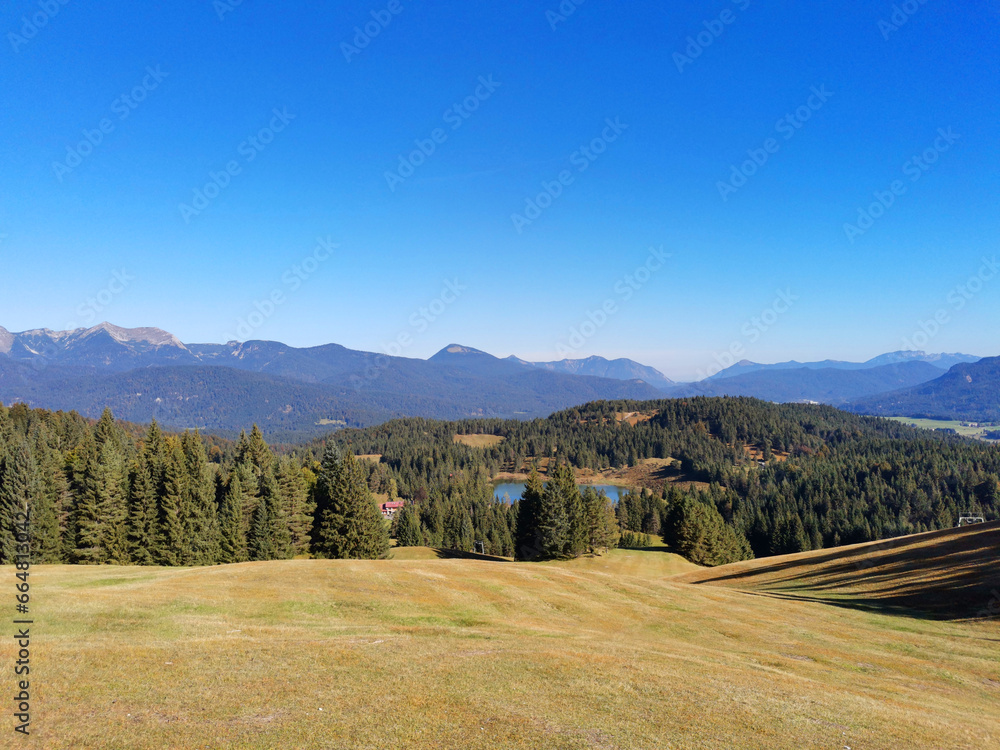 Naklejka premium Beautiful panorama with Alps. European mountain range. Mountain landscape with beautiful blue sky.