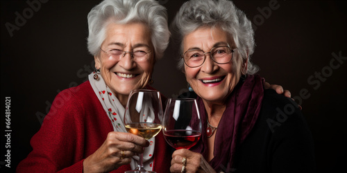 Two elderly women laughing
