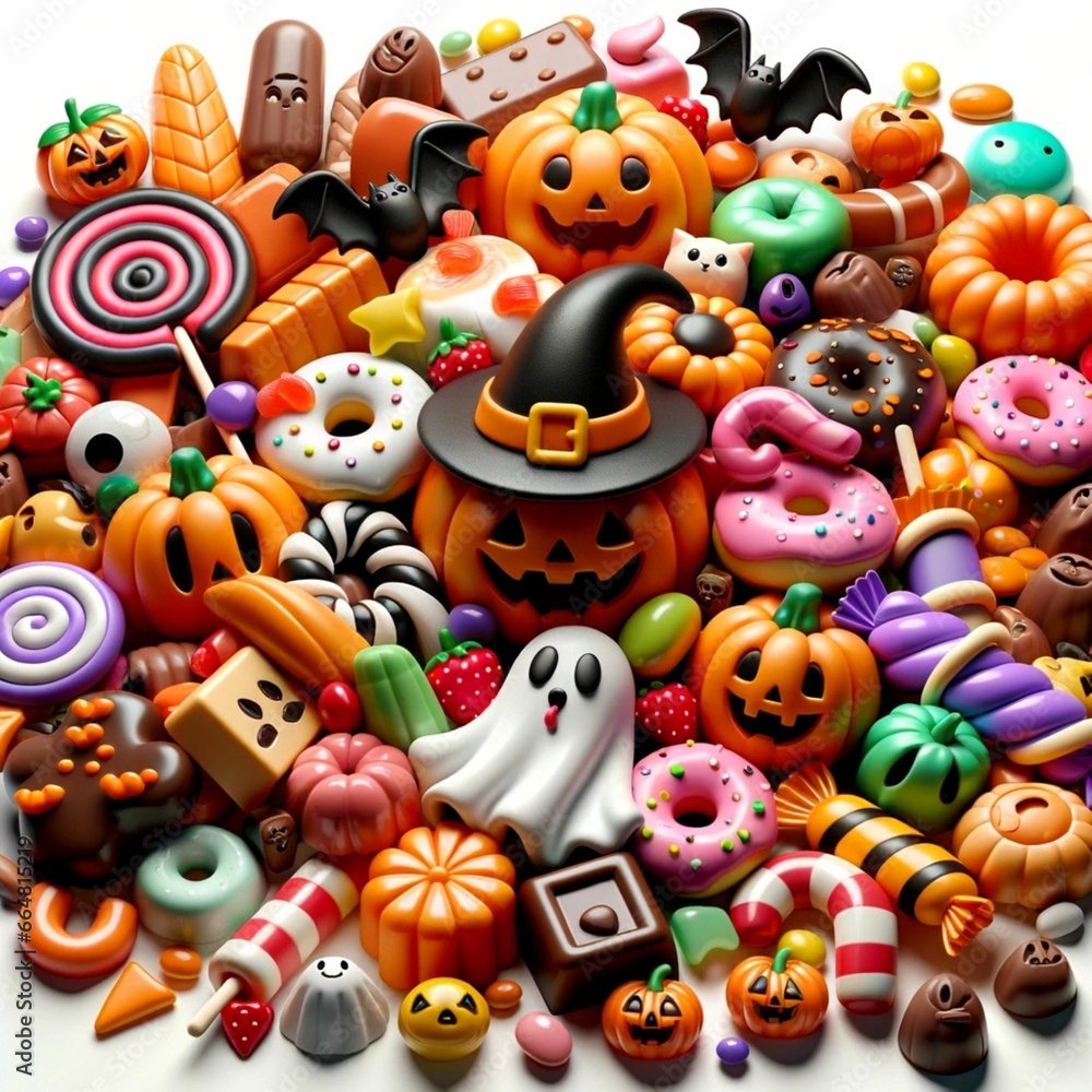 piles of Halloween-themed food