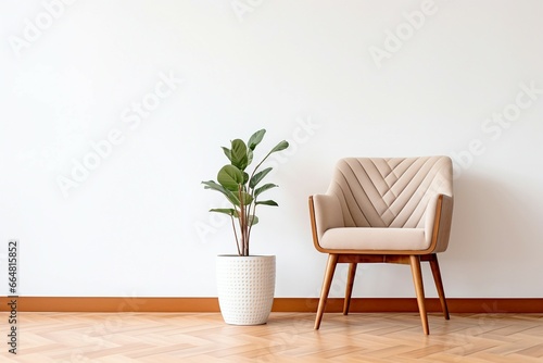 a chair and a plant in a pot