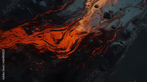 Oil spilled on the cement floor, viewed from above, 8k, size 16:9 