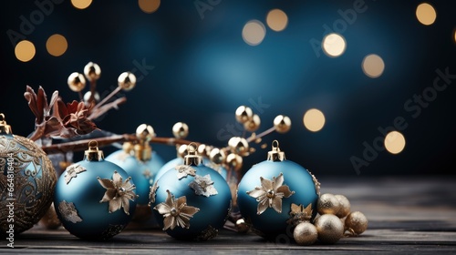 Blue Christmas Background With Realistic Decoration, Merry Christmas Background , Hd Background