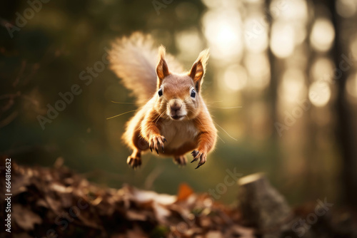 Jumping squirrel in the wild © Venka