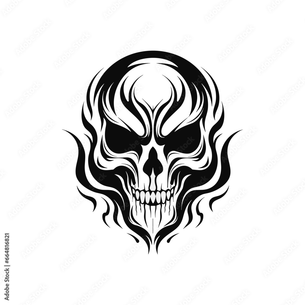 Obraz premium Artistic vector of a skull illustration. Suitable for tattoo, design, and logo.