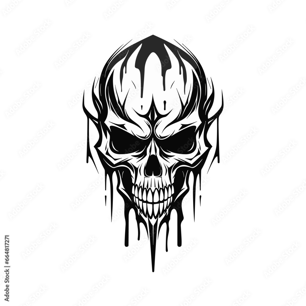 Fototapeta premium Artistic vector of a skull illustration. Suitable for tattoo, design, and logo.