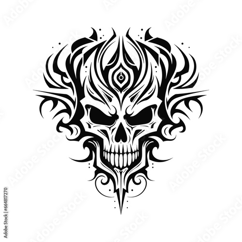 Artistic vector of a skull illustration. Suitable for tattoo, design, and logo. © KHF