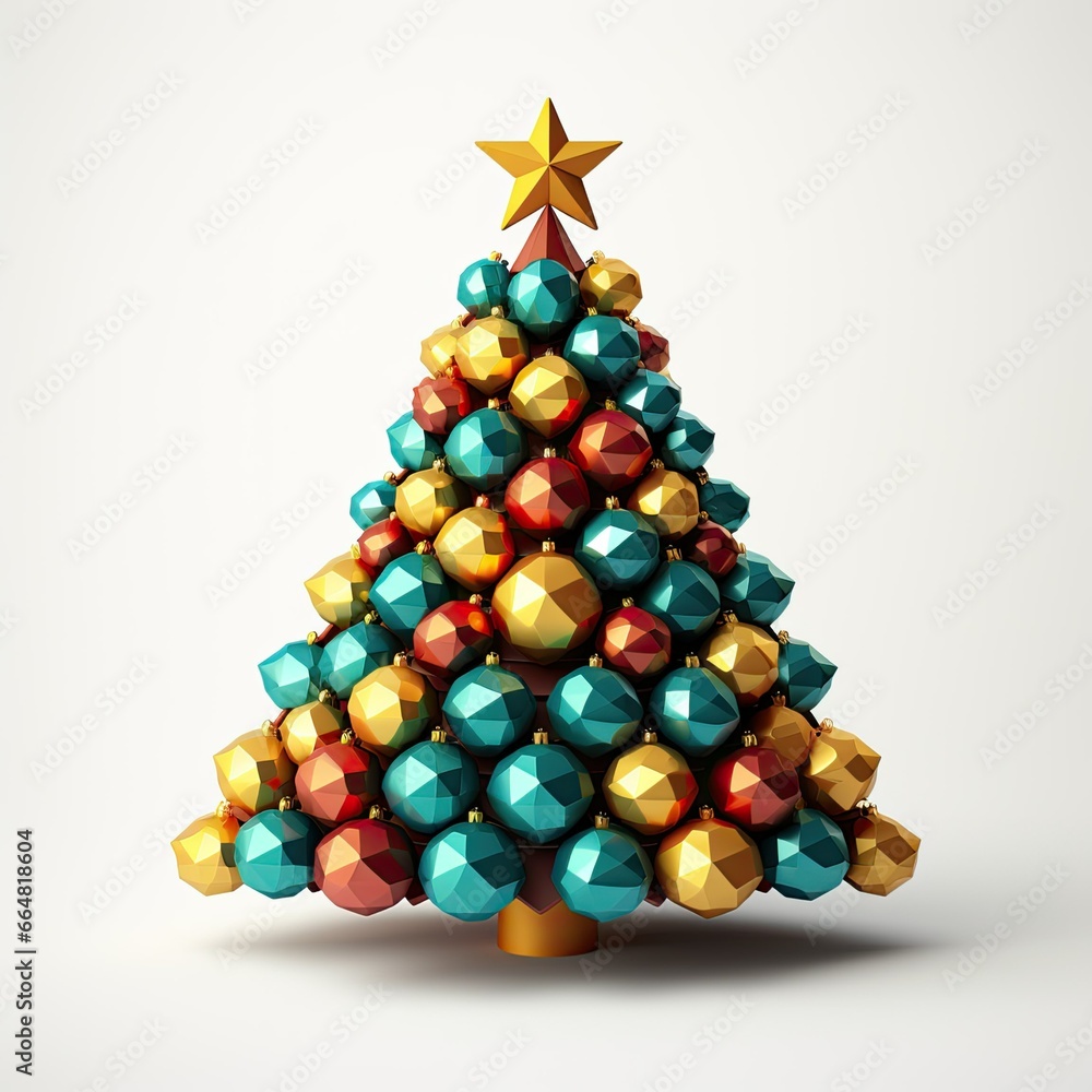 Christmas tree made from glossy balls. Generative ai art. New year decoration. Christmas tree made from glossy balls. Generative ai art. New year decoration.