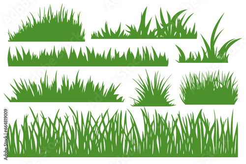 Set of vector green grass.
