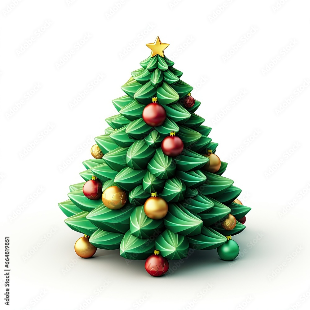 Christmas tree with balls. Generative ai art. Christmas tree with balls. Generative ai art.