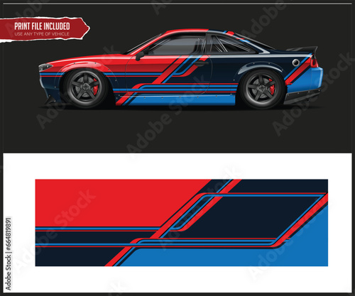 Race car wrap design vector for vehicle vinyl sticker © Vector cliparts