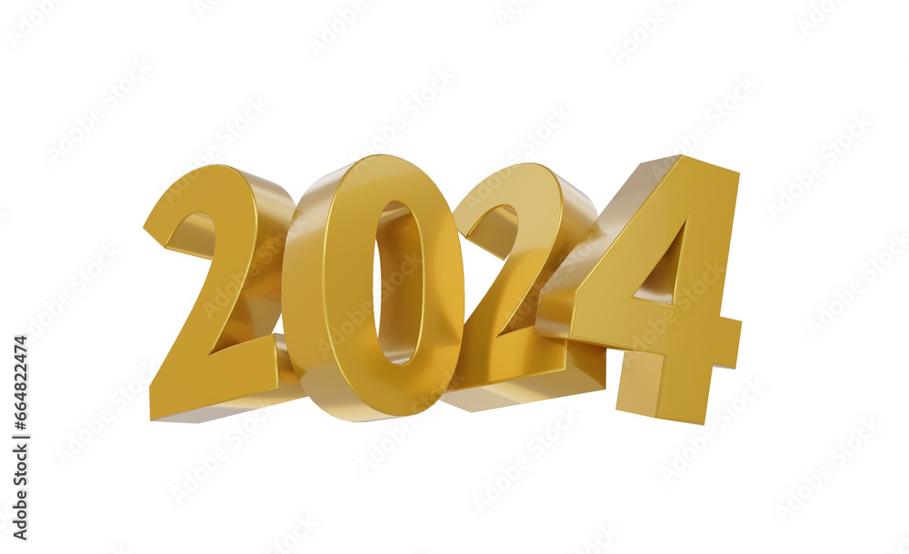 Happy new year 2024 design 3d render concept Happy new year 2024 design 3d render concept