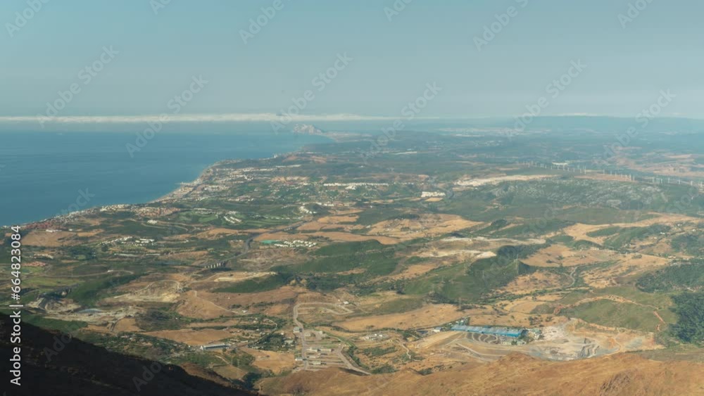 Panoramic view of Spain coastline from mountains, zoom out Panoramic view of Spain coastline from mountains, zoom out