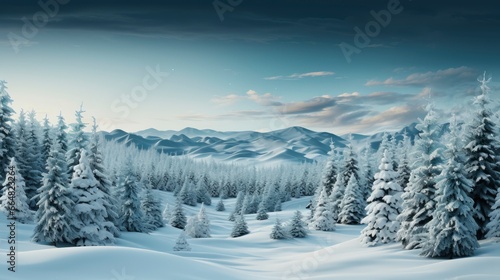 Merry Christmas Banner With Snow Covered Pine Trees  Merry Christmas Background   Hd Background