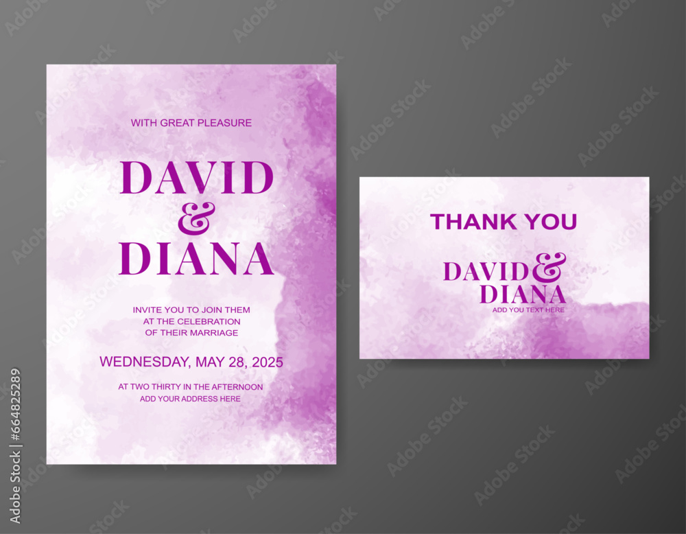 Wedding invitation with abstract watercolor background Wedding invitation with abstract watercolor background