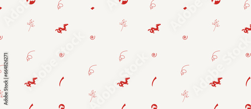 Modern seamless pattern. Banner with red dragons.