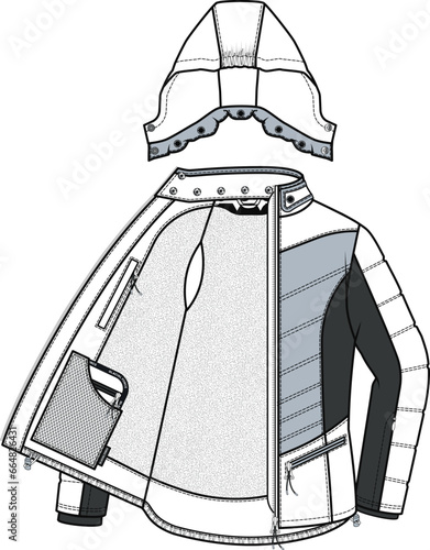 Outerwear Design and Vector Illustrations: Coats, Snow Jackets, and Waterproof Garments, Hooded coat