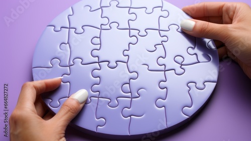 Hands putting together a puzzle