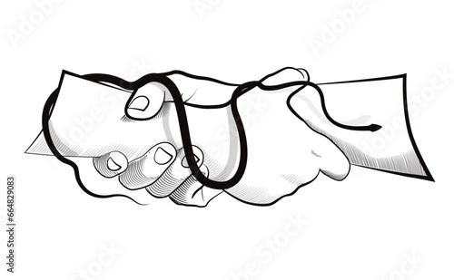 hand shaking friendship, snake around hand betray