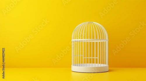 Background featuring a white cage on yellow. photo