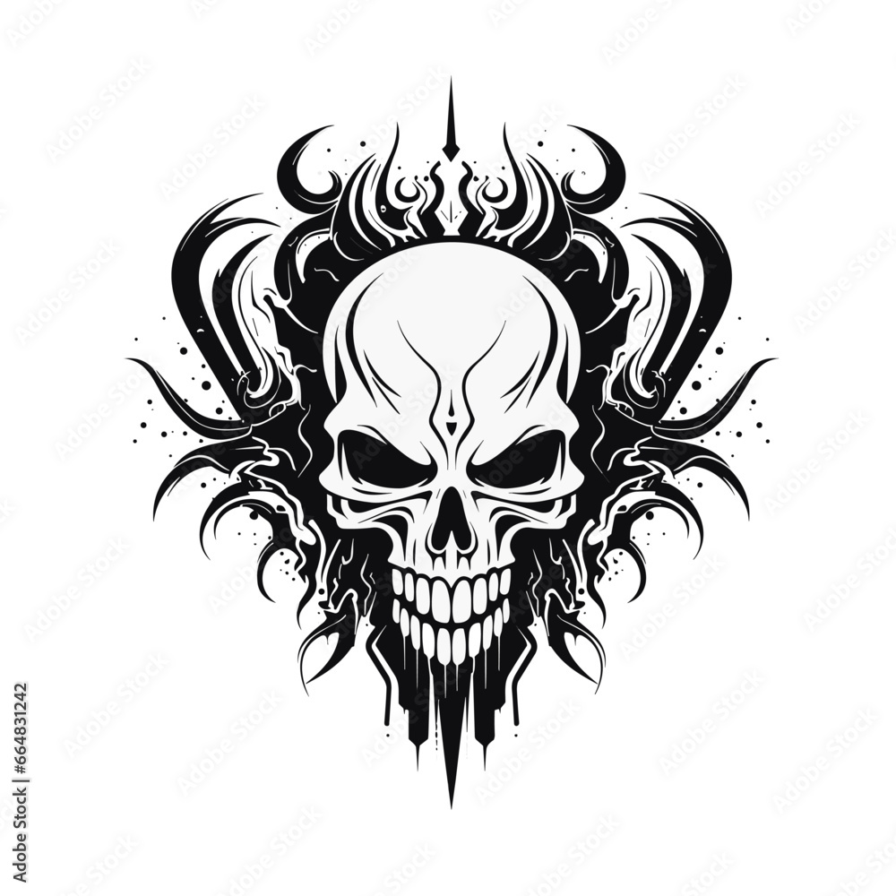 Artistic vector of a skull illustration. Suitable for tattoo, design, and logo.
Artistic vector of a skull illustration. Suitable for tattoo, design, and logo.