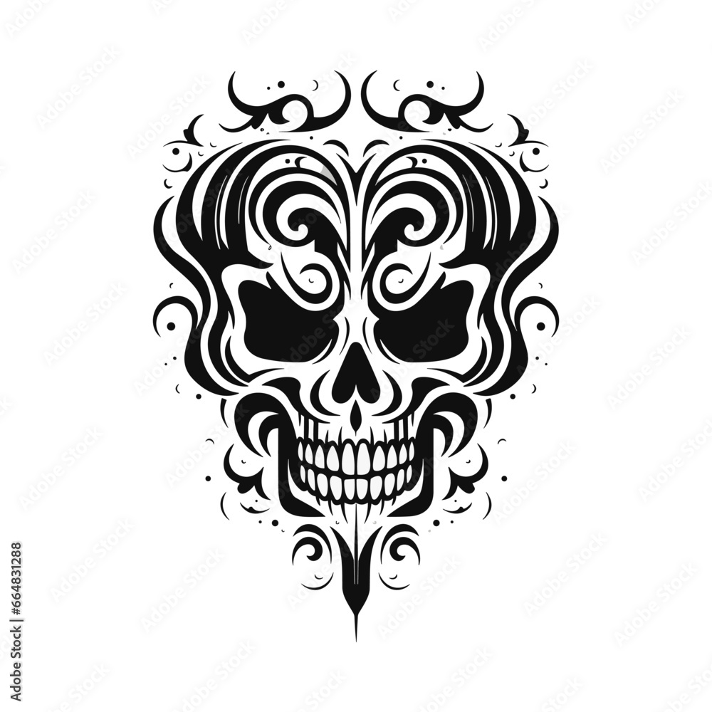 Artistic vector of a skull illustration. Suitable for tattoo, design, and logo.
Artistic vector of a skull illustration. Suitable for tattoo, design, and logo.