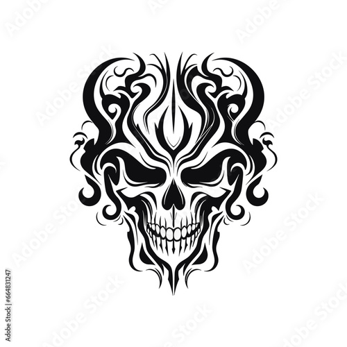 Fototapeta Naklejka Na Ścianę i Meble -  Artistic vector of a skull illustration. Suitable for tattoo, design, and logo.	
