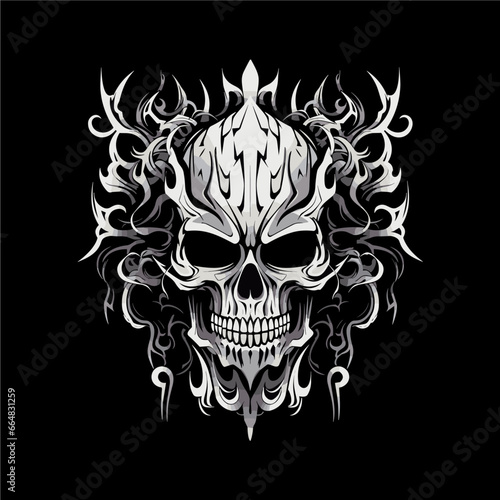 Artistic vector of a skull illustration. Suitable for tattoo, design, and logo. 