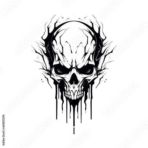 Artistic vector of a skull illustration. Suitable for tattoo, design, and logo.	
