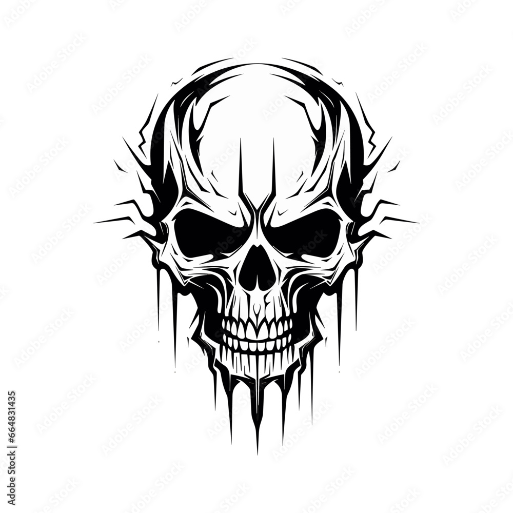 Artistic vector of a skull illustration. Suitable for tattoo, design, and logo.	
