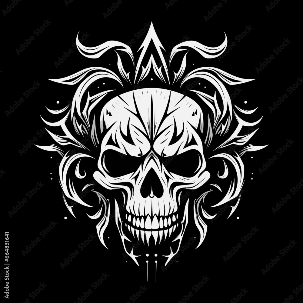 Artistic vector of a skull illustration. Suitable for tattoo, design, and logo. Artistic vector of a skull illustration. Suitable for tattoo, design, and logo.