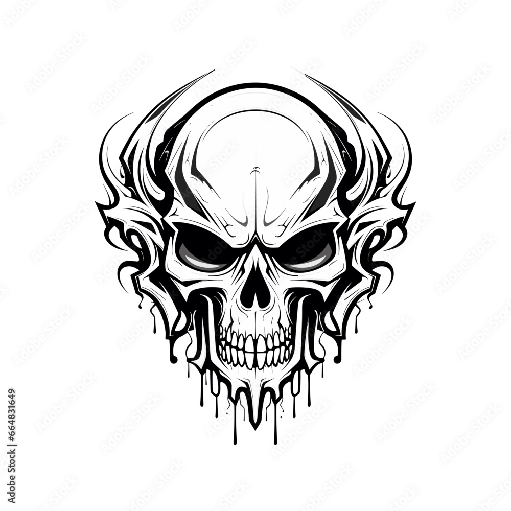 Artistic vector of a skull illustration. Suitable for tattoo, design, and logo. Artistic vector of a skull illustration. Suitable for tattoo, design, and logo.