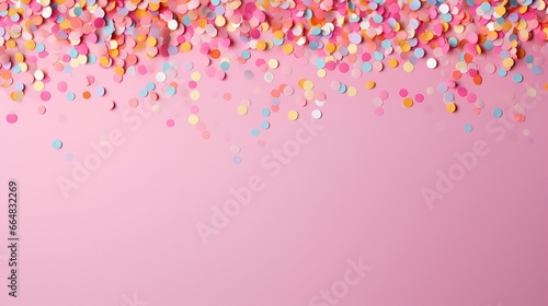 Colorful sprinkles, colorful falling decorative sprinkles pink background