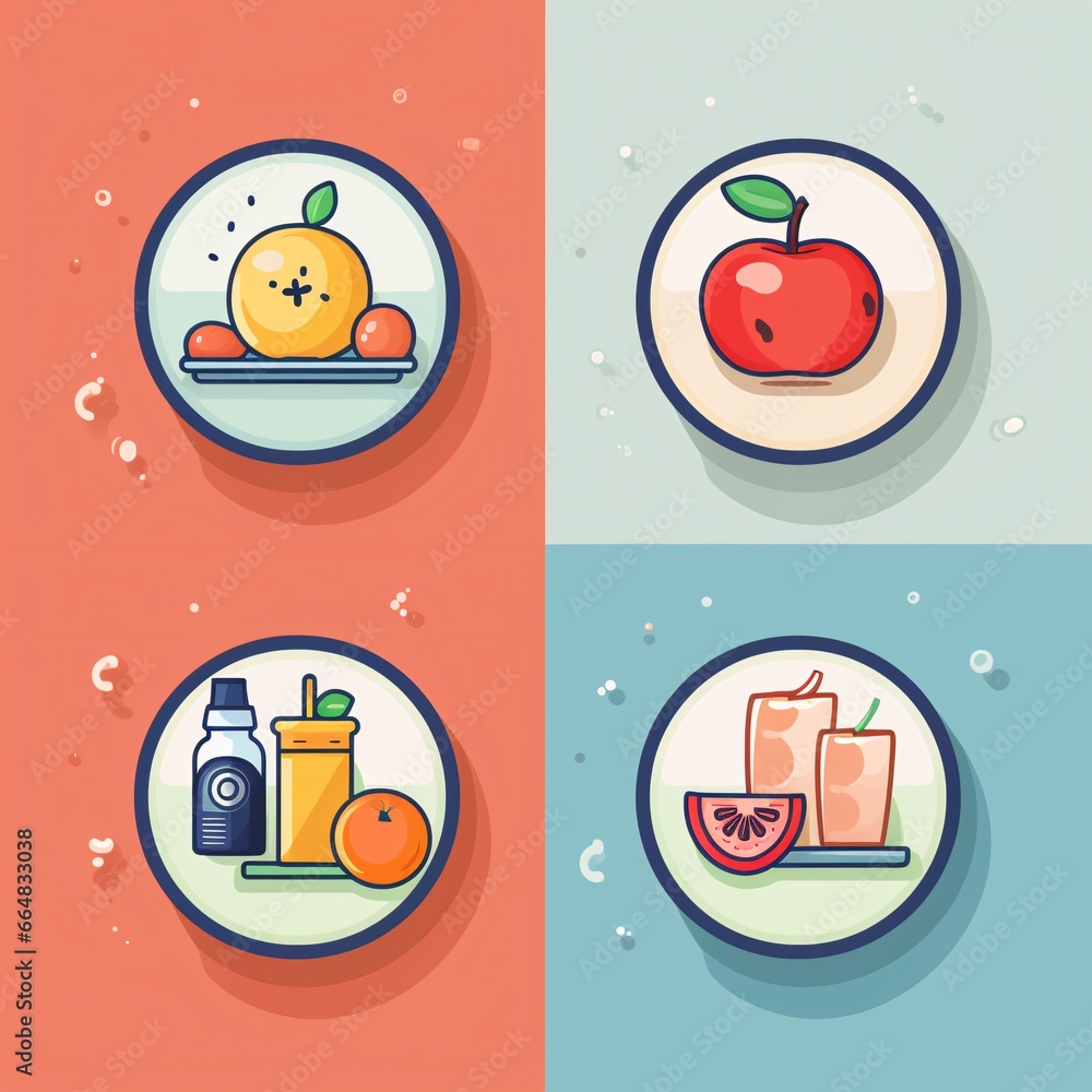 Icons for Health, Weight, and Food