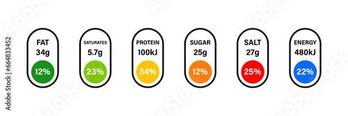 Nutrition fact icon. Amount ingredient calorie sign. Nutrition fact calorie vector icons