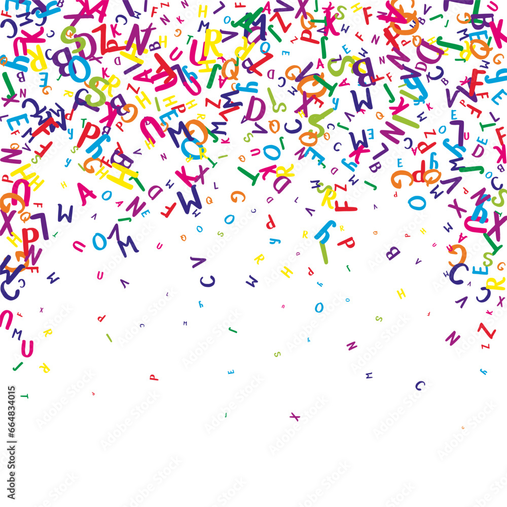 Falling letters of English language. Colorful Falling letters of English language. Colorful