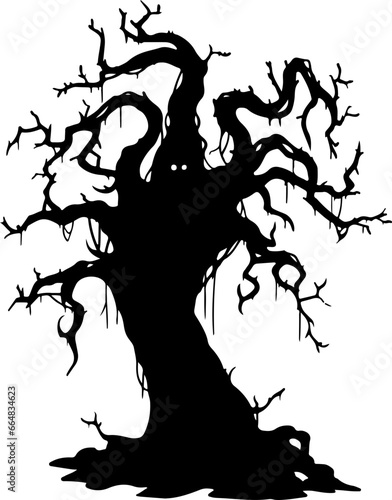 Ghost tree Halloween black vector on white background