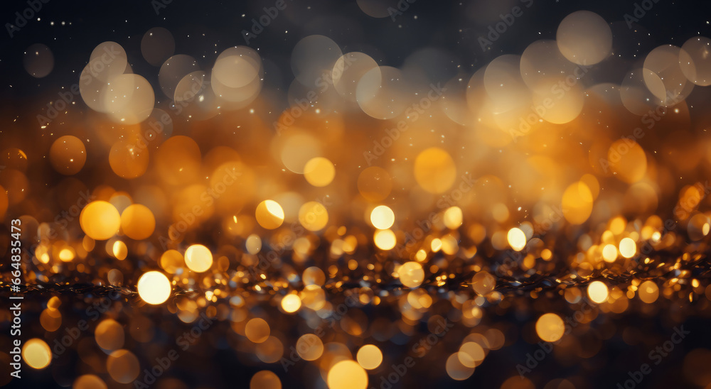 Glitter abstract lights. Golden dust and shine. Luxury bokeh backdrop.